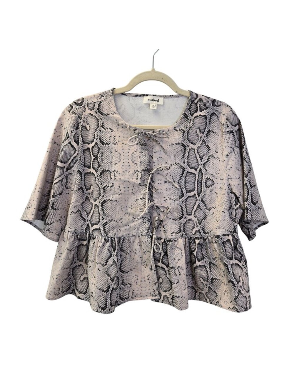 Soaked in Luxury SLXala Blouse in Grey Snake Print Size XL